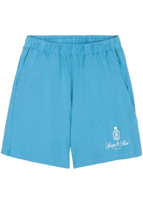 Sporty & Rich Vendome logo-print cotton shorts - Blue