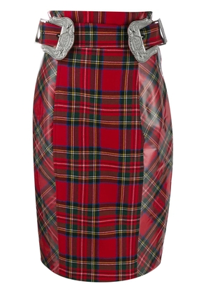 Philipp Plein Tartan pencil skirt - Red