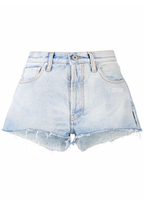 Off-White frayed-edge denim shorts - Blue
