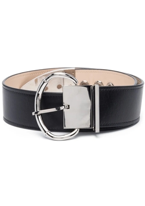 Rabanne oversized-buckle leather belt - Black