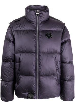 AAPE BY *A BATHING APE® logo-appliqué puffer jacket - Purple
