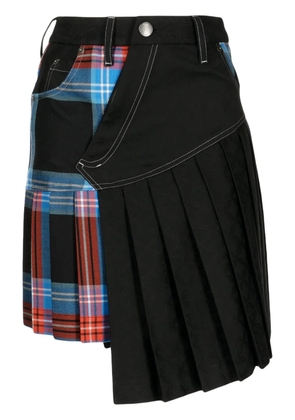 Charles Jeffrey Loverboy asymmetric plaid-check miniskirt - Black