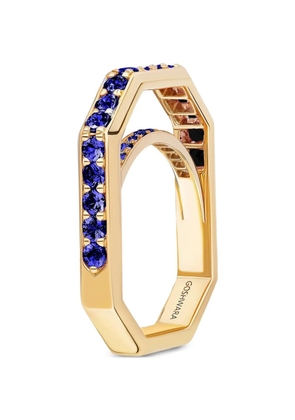 Goshwara blue-sapphire square ring - Gold