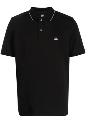 C.P. Company logo-patch cotton polo shirt - Black