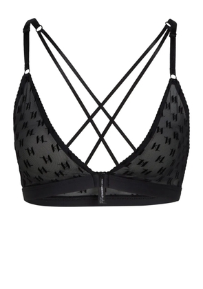 Karl Lagerfeld monogram-mesh triangle bra - Black