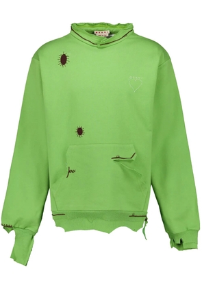 Marni embroidered distressed sweatshirt - Green