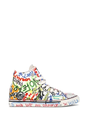 VETEMENTS graffiti-print high-top sneakers - White