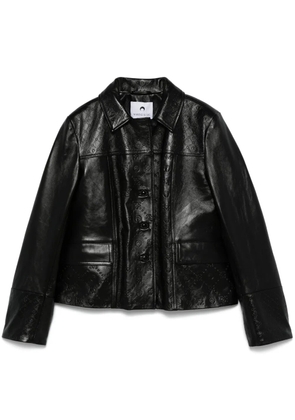 Marine Serre Moonogram-embossed leather jacket - Black
