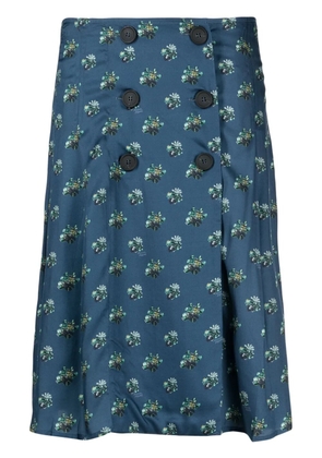 Maison Kitsuné floral-print wrap skirt - Blue
