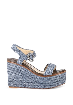 Jimmy Choo Pre-Owned Nylah ankle-strap wedge sandals - Blue