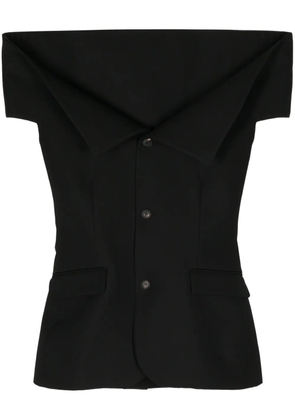 EGONlab. off-shoulder single-breasted vest - Black