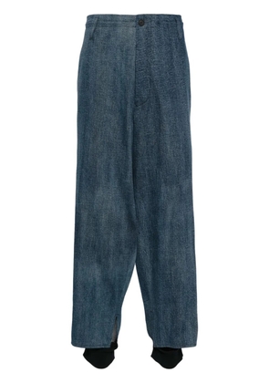 Yohji Yamamoto layered wide-leg cotton trousers - Blue