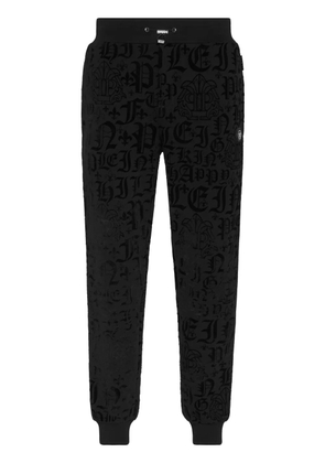 Philipp Plein gothic-print drawstring-waist track pants - Black