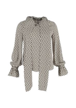 Diane Von Furstenberg Vintage tie-neck printed blouse - White