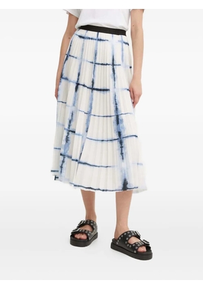 MUNTHE pleated grid-print midi skirt - White