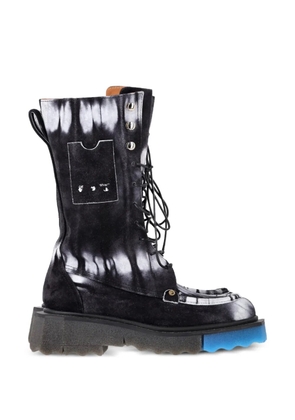 Off-White Pre-Owned tie-dye sponge-sole combat boots - Black