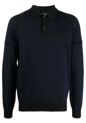 Dunhill long raglan-sleeve wool polo shirt - Blue