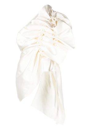 Kimhekim asymmetric gathered pearl-detail blouse - White