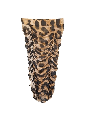 GANNI ruched leopard-print midi skirt - Brown