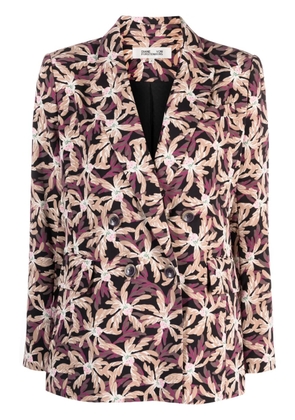 DVF Diane von Furstenberg Gloria floral-pattern double-breasted blazer - Neutrals