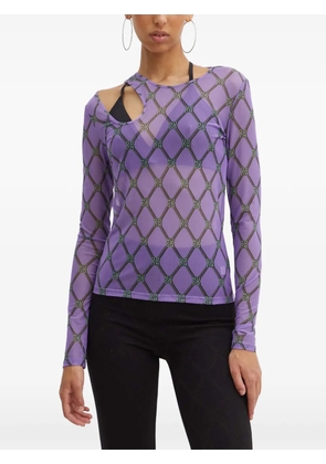 HUGO cut-out chain-print top - Purple
