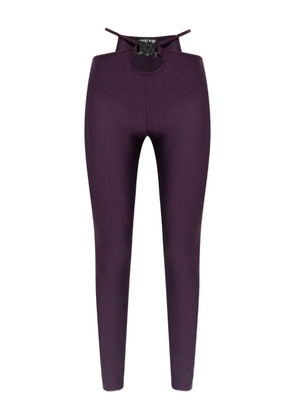 Versace Jeans Couture cut-out logo-plaque leggings - Purple