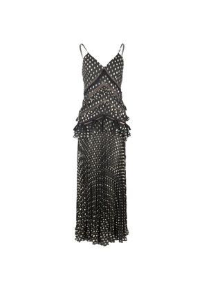 Self-Portrait metallic pleated maxi dress - Black