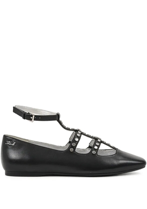 Karl Lagerfeld studded caged ballet flats - Black