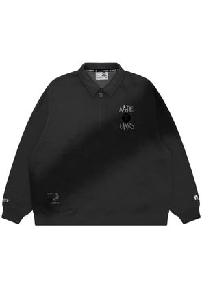 AAPE BY *A BATHING APE® embroidered logo long-sleeve polo shirt - Black