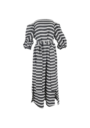 Lisa Marie Fernandez striped off-shoulder midi dress - Black
