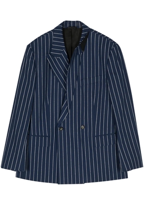 marina yee striped double-breasted blazer - Blue