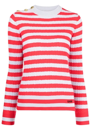 GANNI striped cable knit jumper - Red