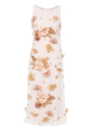 Viktor & Rolf floral-appliqué midi dress - Pink