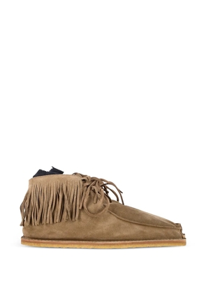 Saint Laurent Pre-Owned Nino fringed suede ankle boots - Brown