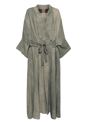 Ziggy Chen belted wrap long coat - Grey