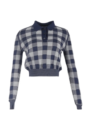 Rachel Comey check-print long-sleeved polo shirt - Blue