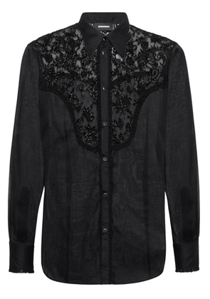 DSQUARED2 lace-panelled shirt - Black