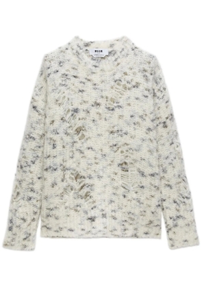 MSGM distressed marble-knit jumper - White