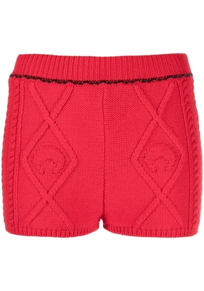 Marine Serre cable knit mini shorts - Red