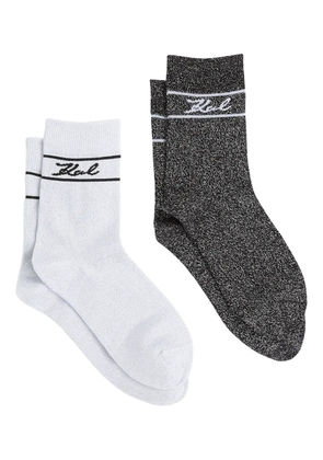 Karl Lagerfeld Signature lurex socks (pack of two) - White