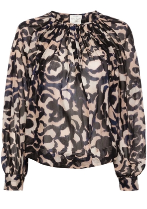 Forte Forte abstract-print semi-sheer blouse - Blue