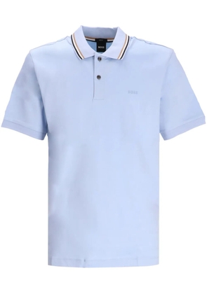 BOSS stripe-trimmed cotton polo shirt - Blue