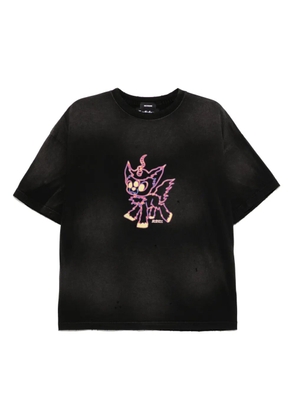 We11done Peaches flame logo print T-shirt - Black