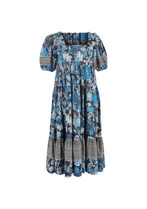 Ulla Johnson floral-print tiered midi dress - Blue