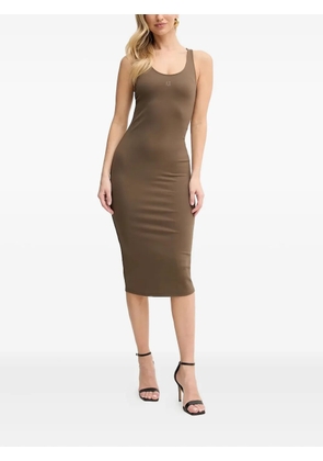 Armani Exchange logo-embellished midi dress - Brown