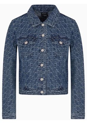 Armani Exchange all-over logo denim jacket - Blue