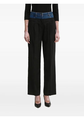 Sisley denim-panel trousers - Black