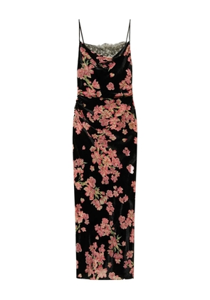 TWINSET floral drelvet slip dress - Black
