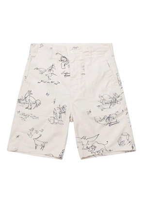 Engineered Garments graphic-print cotton shorts - Neutrals