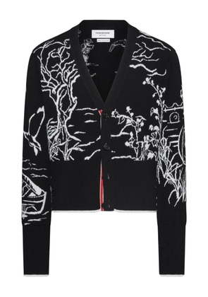 Thom Browne scenic intarsia cardigan - Black
